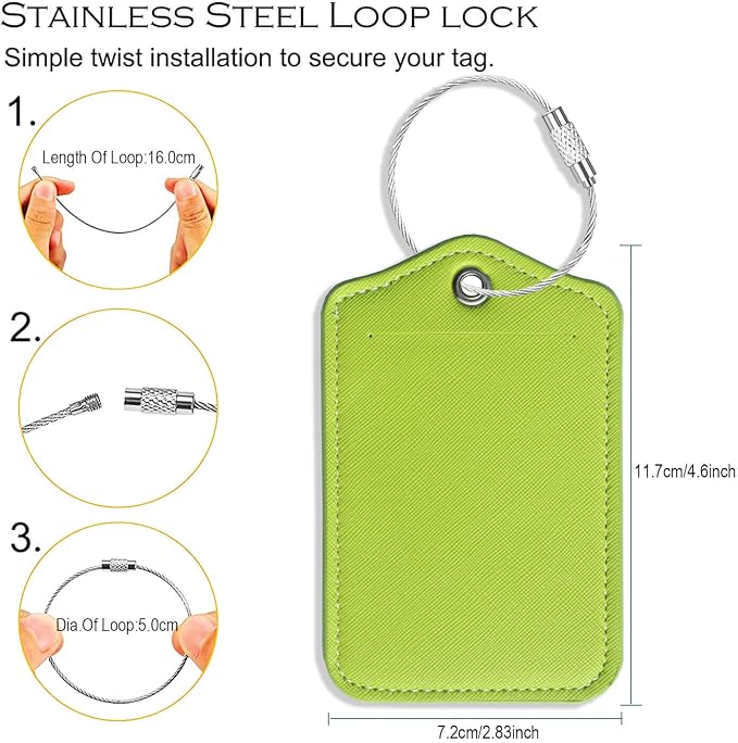 Luggage Tags for Suitcases-Leather Luggage Tag 4 Pack - Image 2