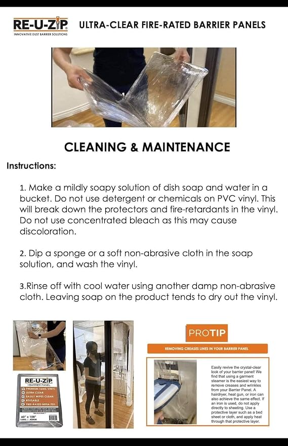 RE-U-ZIP Ultra-Clear Hook & Loop Dust Barrier Panel Kit | FR Vinyl Plastic - Image 8