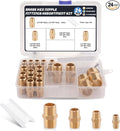 24Pcs Brass Pipe Fittings Hex Nipple Kit, 1/8" 1/4" 3/8" 1/2" NPT | 1/4 Inch by Ailbiuko