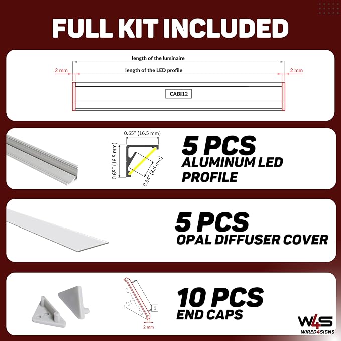 Wired4Signs 5 Pack 2m LED Corner Channel Kit - Image 2