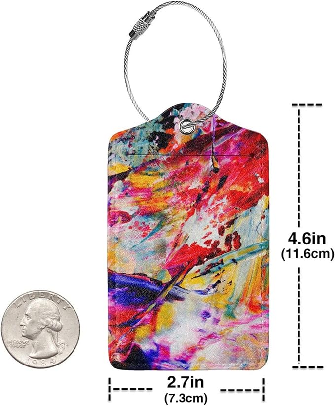 Red Oil-Painting Luggage Tags for Suitcases, Stylish Art Colorful Leather Bag - Image 5