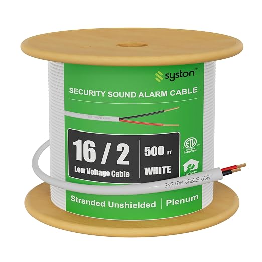 Syston 16/2 Fire Alarm Security Cable, Stranded Copper, Plenum-Rated CL3P by SystonCableTechnology