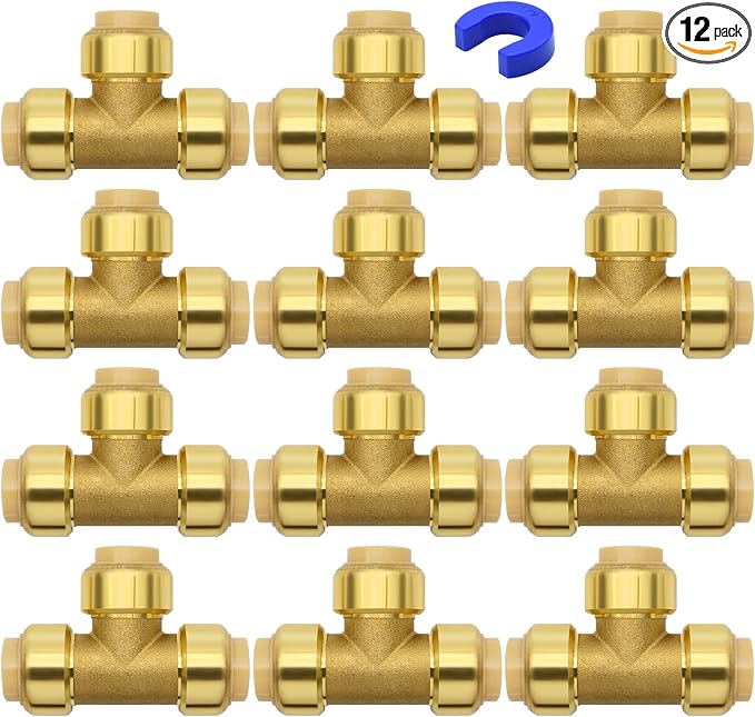 12 Pack 1/2" Pushfit Tee Fittings by RUBY.Q