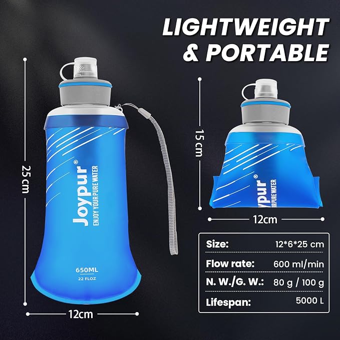 Joypur® Collapsible Squeeze Water Filter Bottle - 650ml - Image 8