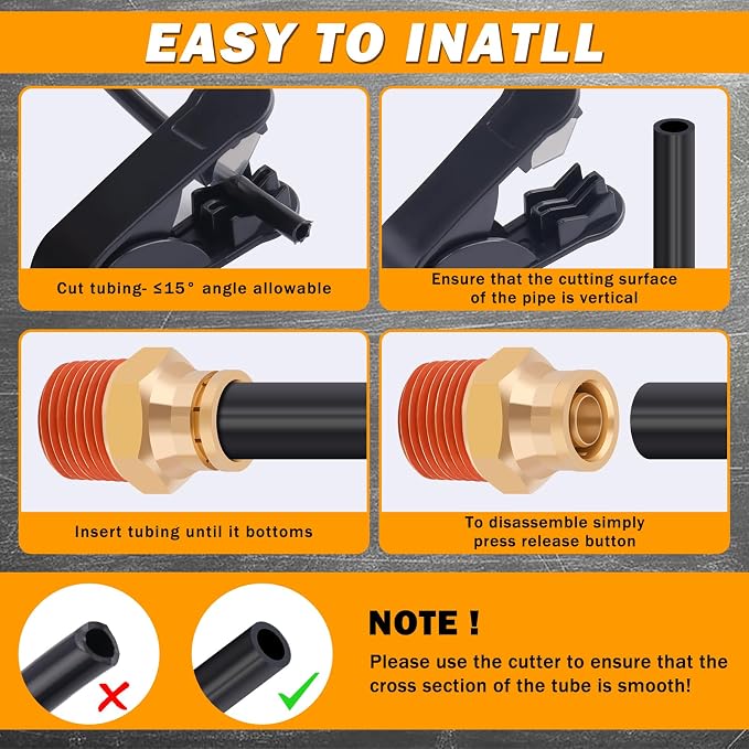 14 Pcs 3/8" Brass DOT Air Line Fittings Kit 1/4" 3/8" DOT Push Lock Air - Image 6