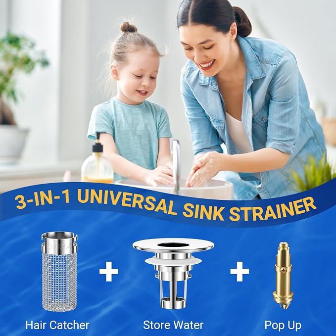 2PCS Bathroom Sink Stopper Strainer, Pop-Up Bathroom Sink Drain Strainer - Image 8