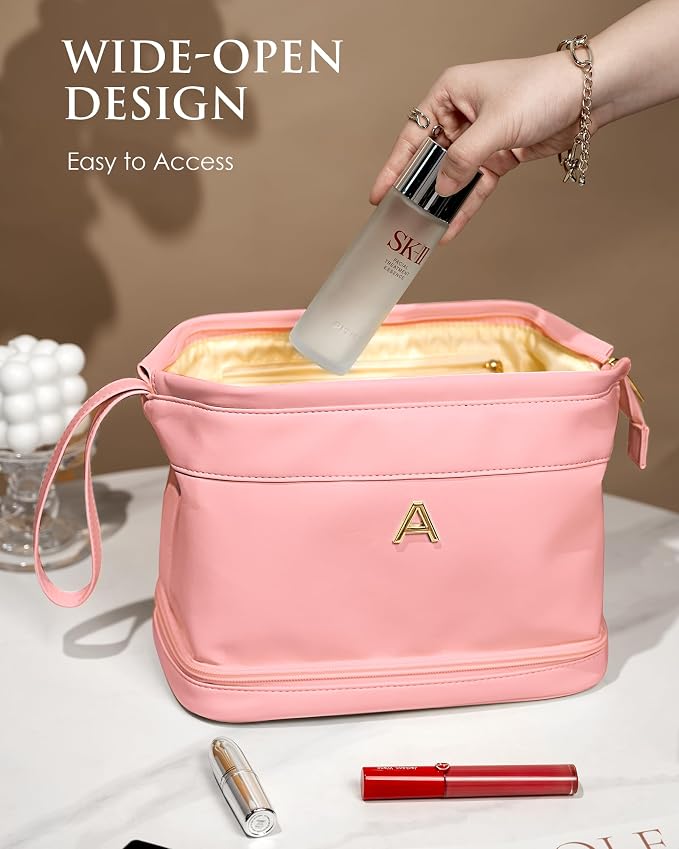 Bridesmaid Gifts for Women, Initial Makeup Bag, Personalized Double Layer - Image 5