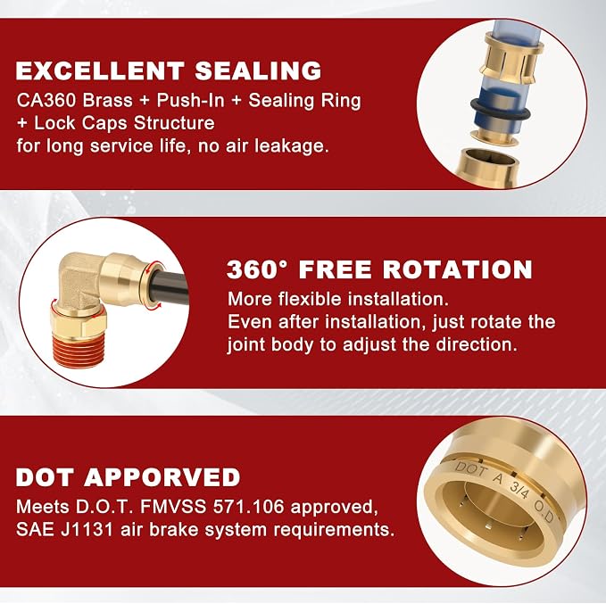 90° Swivel Male Elbow, 3/4" Tube x 1/2" NPT, DOT Approved 5PCS | - Image 4