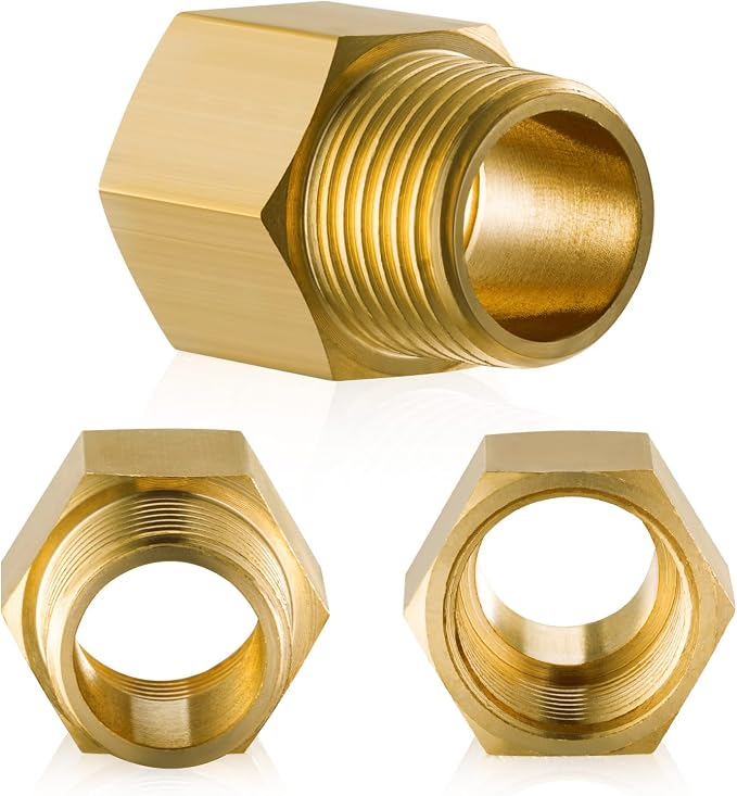 Gsinodrs 2PCS Brass Pipe Fitting, 3/8" Female x 1/4" Male NPT Thread Brass Hex - Image 6