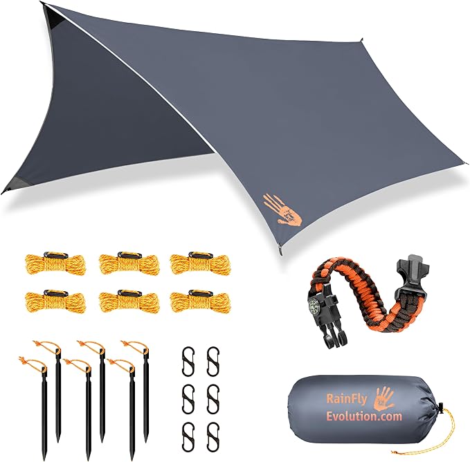 Rain Fly12x10 Lightweight Survival Camping Tarp; 100% Waterproof; Makes a Great by NoCry