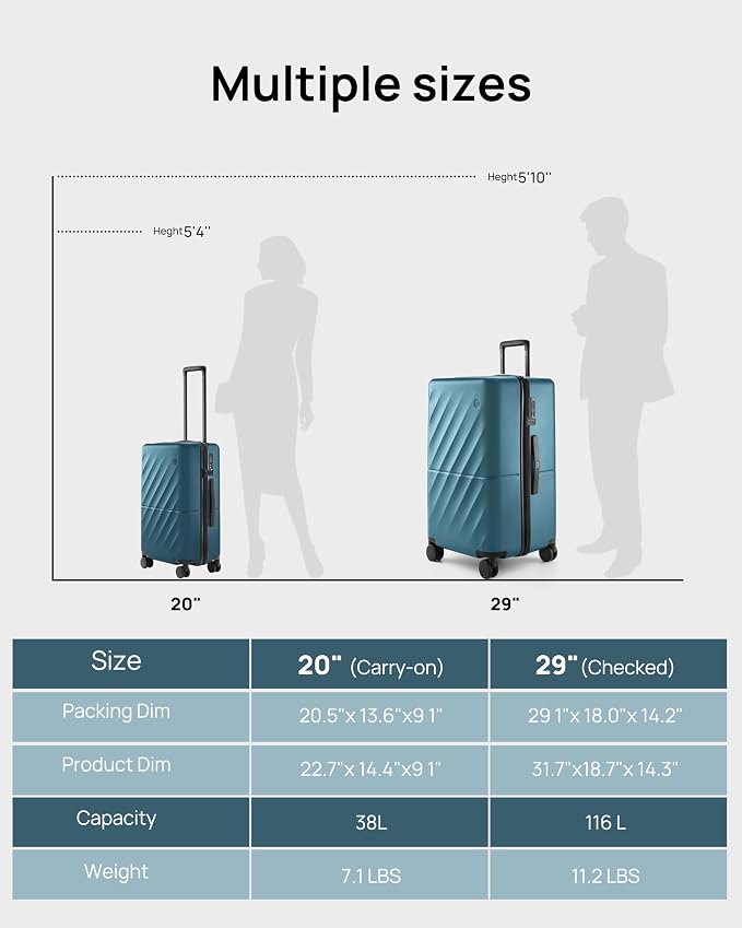 NINETYGO Luggage Sets 2 Piece, Carry On Luggage Airline Approved, Large Checked - Image 9
