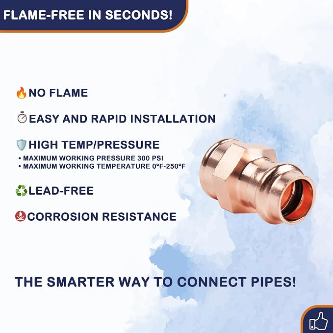 Copper Press Fittings 3/4" Female Adapter x 3/4" Press 10 Pack - Image 4