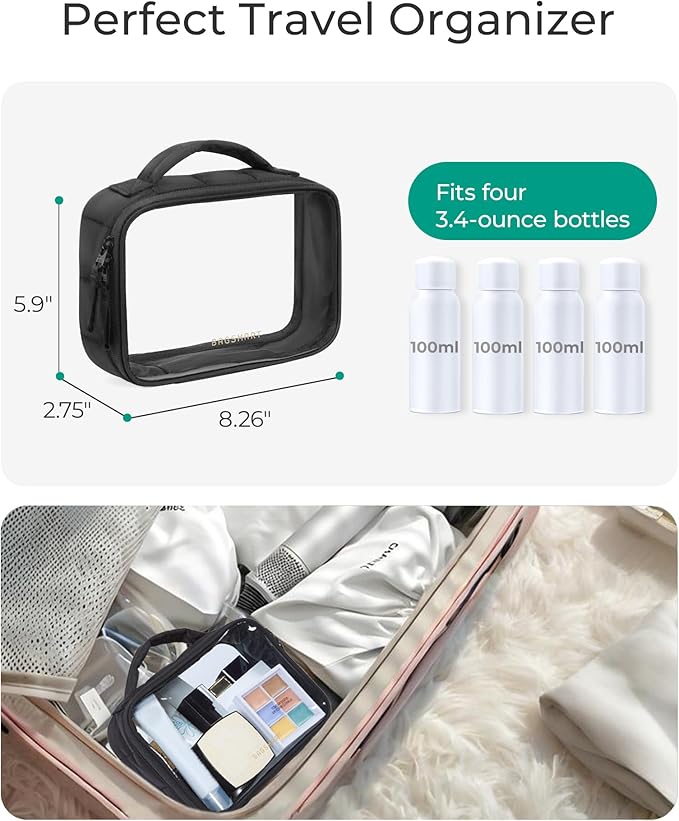 BAGSMART Clear TSA-Approved Toiletry Bag, 2 Pack Clear Makeup Bag - Image 3