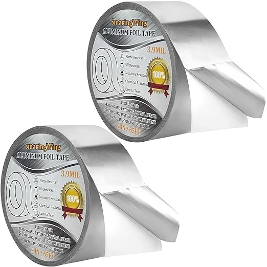 2PCS Premium Aluminum Foil Duct Tape, High Temperature Heavy Duty Insulation by SmaringWing