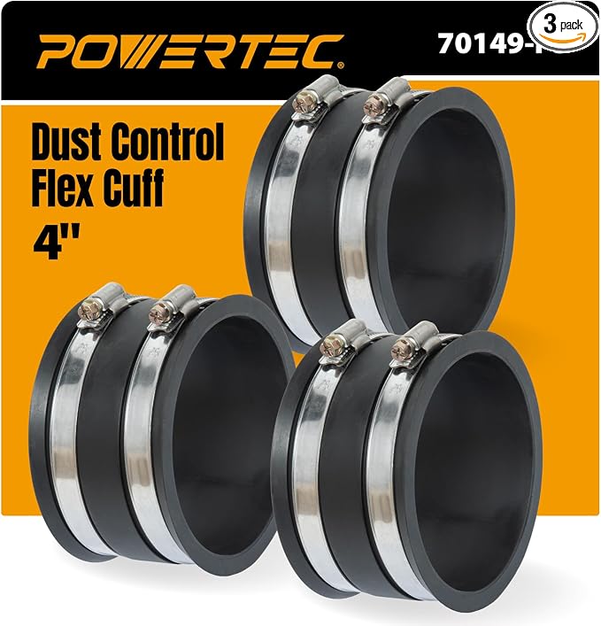 POWERTEC 70149-P3 4 Inch Dust Control Flex Cuff by POWERTEC
