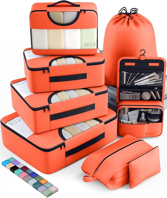 Veken 8 Set Packing Cubes for Travel Essentials, Suitcase Organizer Bags in 4 by Veken