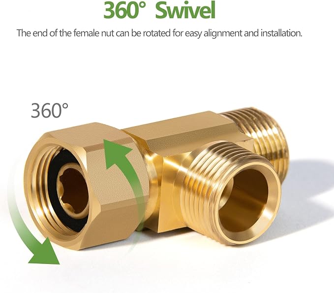 Lead-Free Brass 2 PCS 3/8 Inch Angle Stop Add-A-Tee Compression Tee Valve | - Image 5