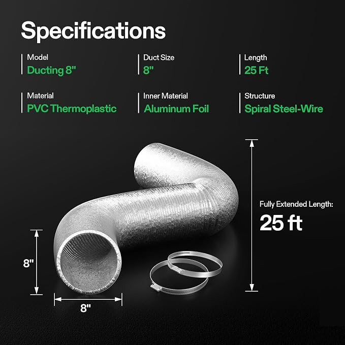 VIVOSUN 8 Inch Flex Aluminum Ducting, 25 Ft Air Duct - Image 7