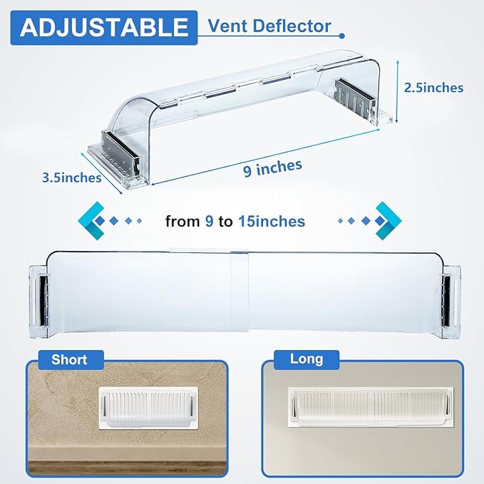 Air Vent Deflectors, Adjustable Magnetic, 9-15 Inches, 4 Pack - Image 2
