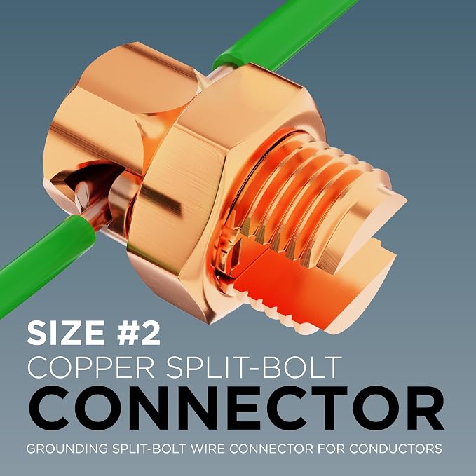 THE CIMPLE CO 4 Pack, Size #2 Copper Split-Bolt Connectors 2 AWG - Image 2