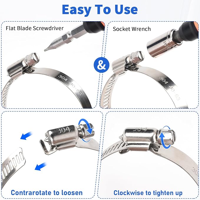 20 Pack 3 Inch Hose Clamp, Stainless Steel Hose Clamps - Image 4