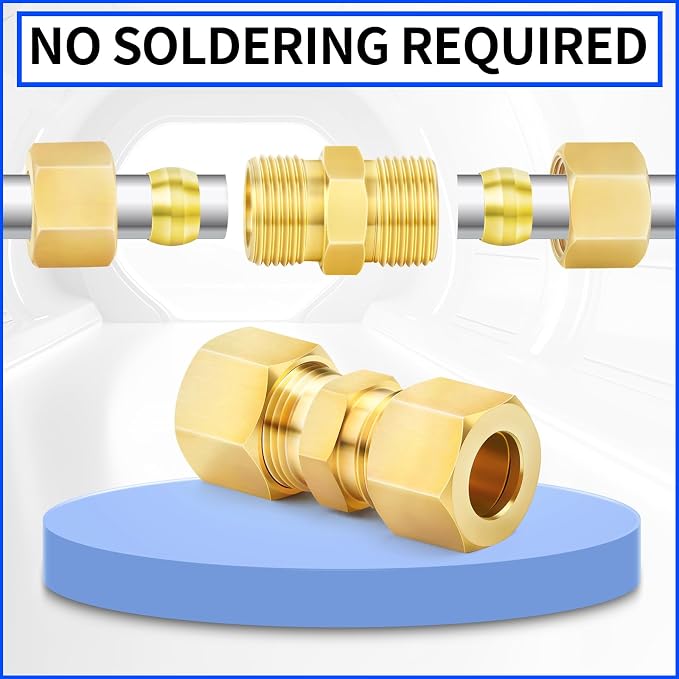 ChillWaves Brass Compression Tube Fitting, 5/8" OD x 5/8" OD Compression Union - Image 7