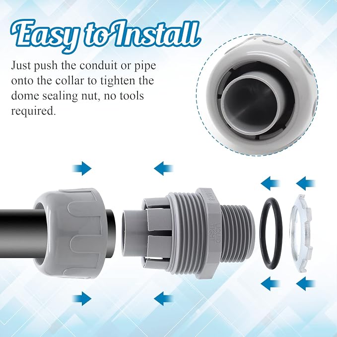 6Pcs 1 Inch NPT Liquid Tight Connector | Nonmetallic Straight, Electrical - Image 5