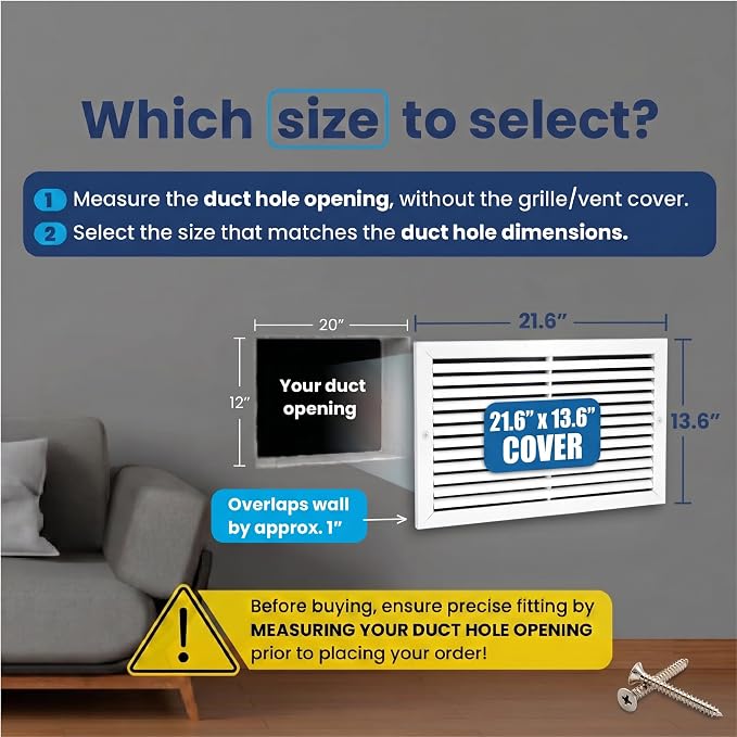 20x12 Aluminum Wall Ceiling Air Return Vent Cover HVAC Rustproof Grille - Image 2
