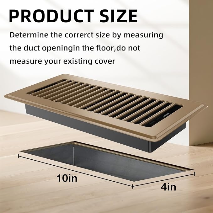 Floor Register 4x10, 4 Pack Brown Floor Vent Covers - Image 5