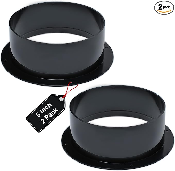 6 Inch Duct Connector Flange 2 Pack, ABS Exhaust Hose Wall Mount Adapter | by WADOY