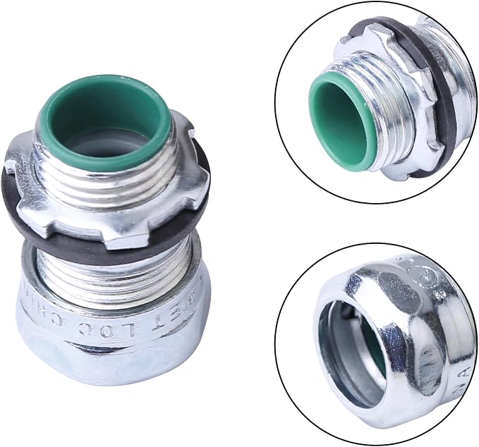 10 Pcs 1/2 Inch EMT Raintight Compression Connectors, Zinc Plated Steel - Image 6