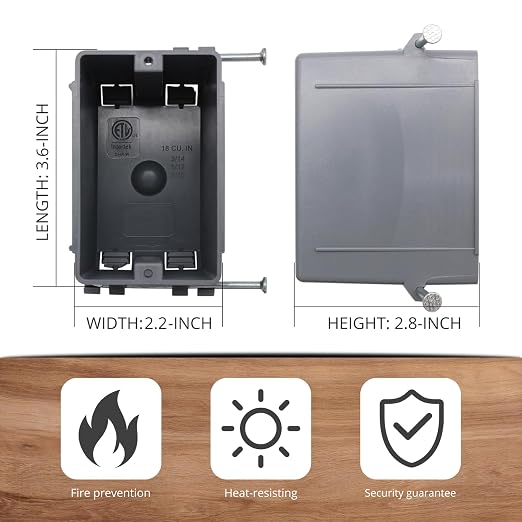 6 PCS 18 Cu in 1-Gang PVC New Work Electrical Outlet Box | ETL Certification - Image 3
