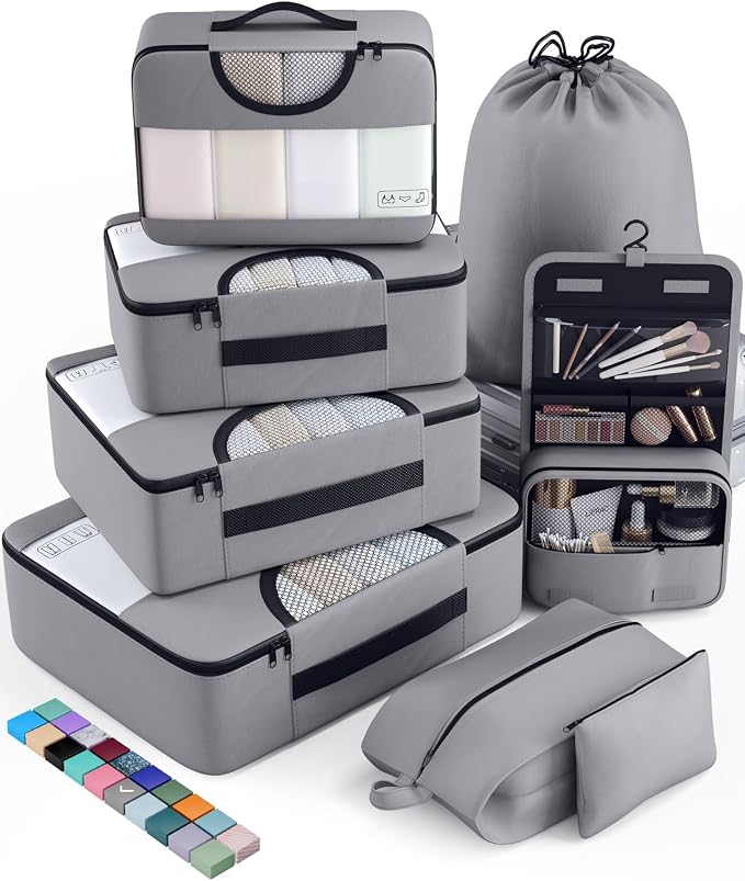 Veken 8 Set Packing Cubes for Travel Essentials, Suitcase Organizer Bags in 4 by Veken