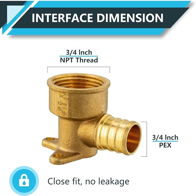 PEX Fittings, Pex 3/4"x3/4" Female Threaded NPT Drop Ear Elbow Adapter - Image 2