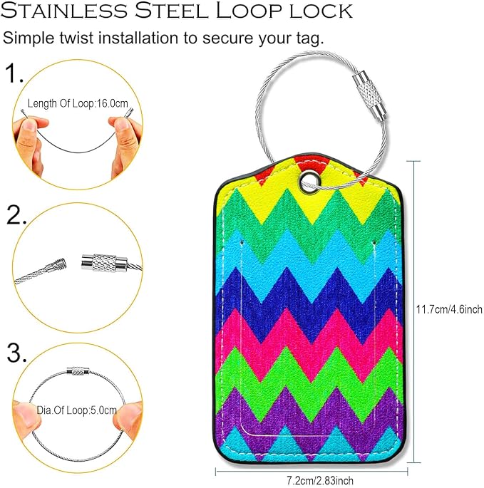 Luggage Tags for Suitcases-Colorful Luggage Tag 4 Pack - Image 2