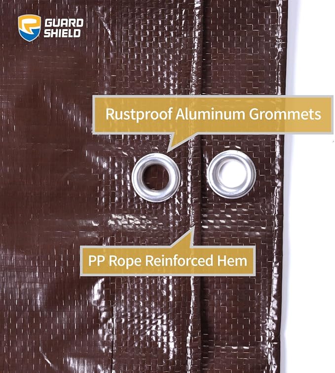 GUARD SHIELD Brown Tarp 20x20 Feet Waterproof Tarps Lightweight Camping Tarp - Image 4