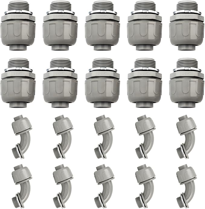 Conduit Connectors, 3/4 Inch Liquid Tight Connector NPT Non-Metallic by HDHAODA