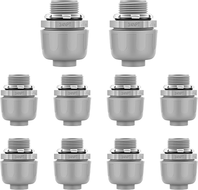 10 PCS 3/4" Liquid Tight Connector NPT Non-Metallic by Unknown