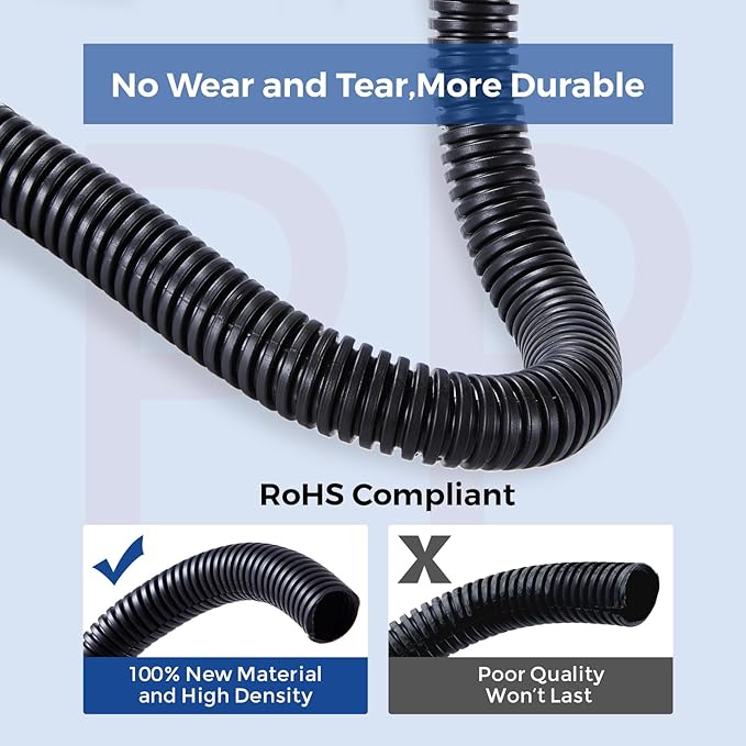 Wire Loom 5/8 inch 10ft, Split Loom, Outdoor Cord Protector | Flexible Wire - Image 3