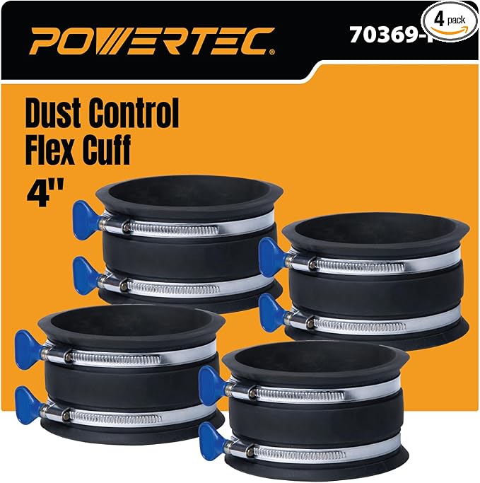 POWERTEC 70369-P4 4 Inch Dust Control Flex Cuff by POWERTEC