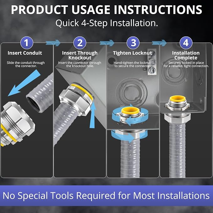 2 Pcs Liquid Tight Connector Straight Insulated Zinc Die Cast Metal Electrical - Image 5