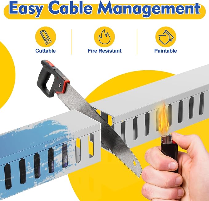 Open Slot Wiring Raceway Cable Duct, Cable Management Cord Track | 123" open - Image 4