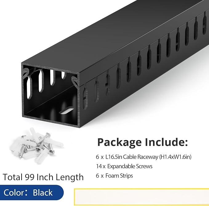 1.4"H x 1.6"W Cable Raceway, 99in Under Desk Wire Management Channel, 16.5in - Image 5