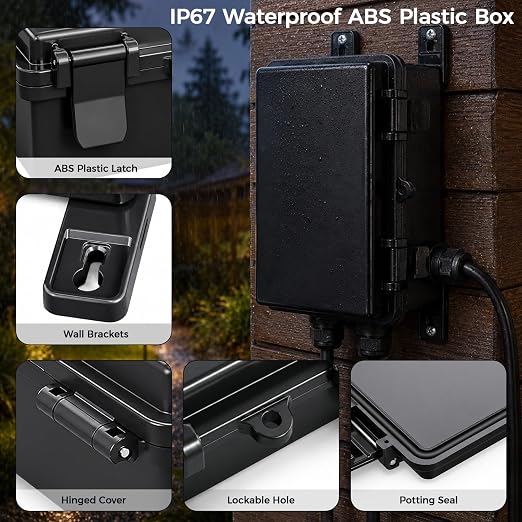 LeMotech Junction Box IP67 Waterproof Electrical Box Outdoor ABS Plastic Hinged - Image 2