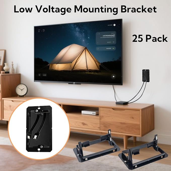 Tlence 25 Pack Low Voltage Mounting Bracket, 1 Gang Flush Mounting Wall Plate - Image 6