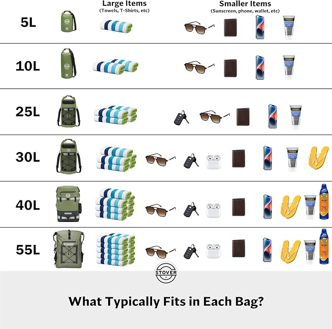 STOVER 5/10/25/30/40/55L Waterproof Backpack- Floating Dry Bag - Image 3
