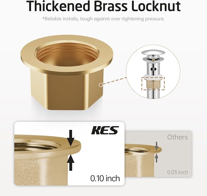 KES All Metal Bathroom Sink Drain - Image 8