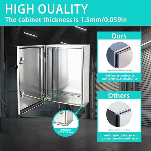Yongchen Electrical Enclosure 24x16x8 Inch 304 Stainless Steel Enclosure IP66 - Image 2