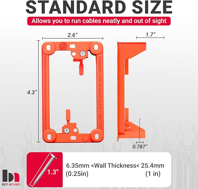 BestMounts Low Voltage Mounting Bracket 1 Gang, 10 Pack - Image 2
