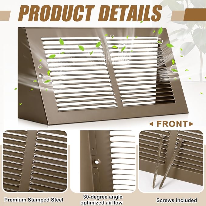 Honeydak 1 Pack Baseboard Register Vent Covers 12" x 6" Duct Opening - Image 3